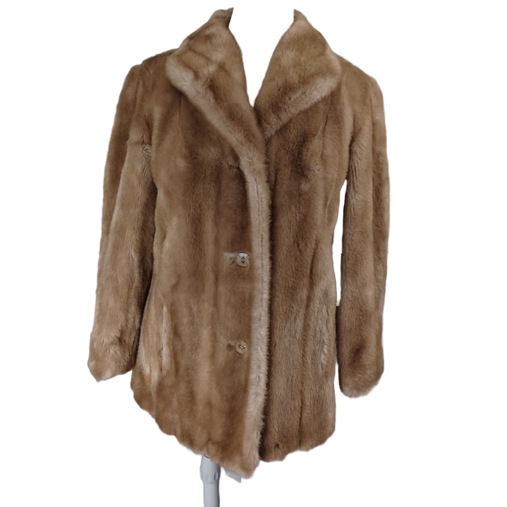 VINTAGE MINCARA BY RUSSEL TAYLOR FAUX FUR COAT SIZE L